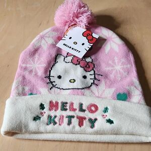 Hello kitty Christmas women's pink knit hat